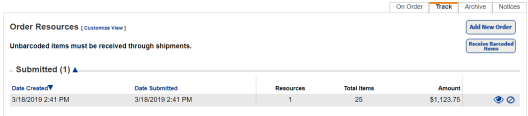 Submitted order details
